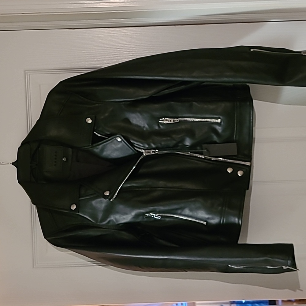 Faux leather moto jacket